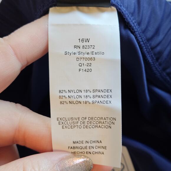 Island Escape Navy Blue Swim Bottom Shorts Plus 16W Beach Pool Vacation - Picture 8 of 10